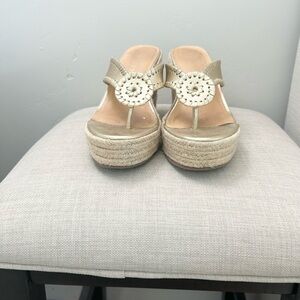 Jack Rogers Women's Gold Wedge Sandals Size 7.5 Great Condition!